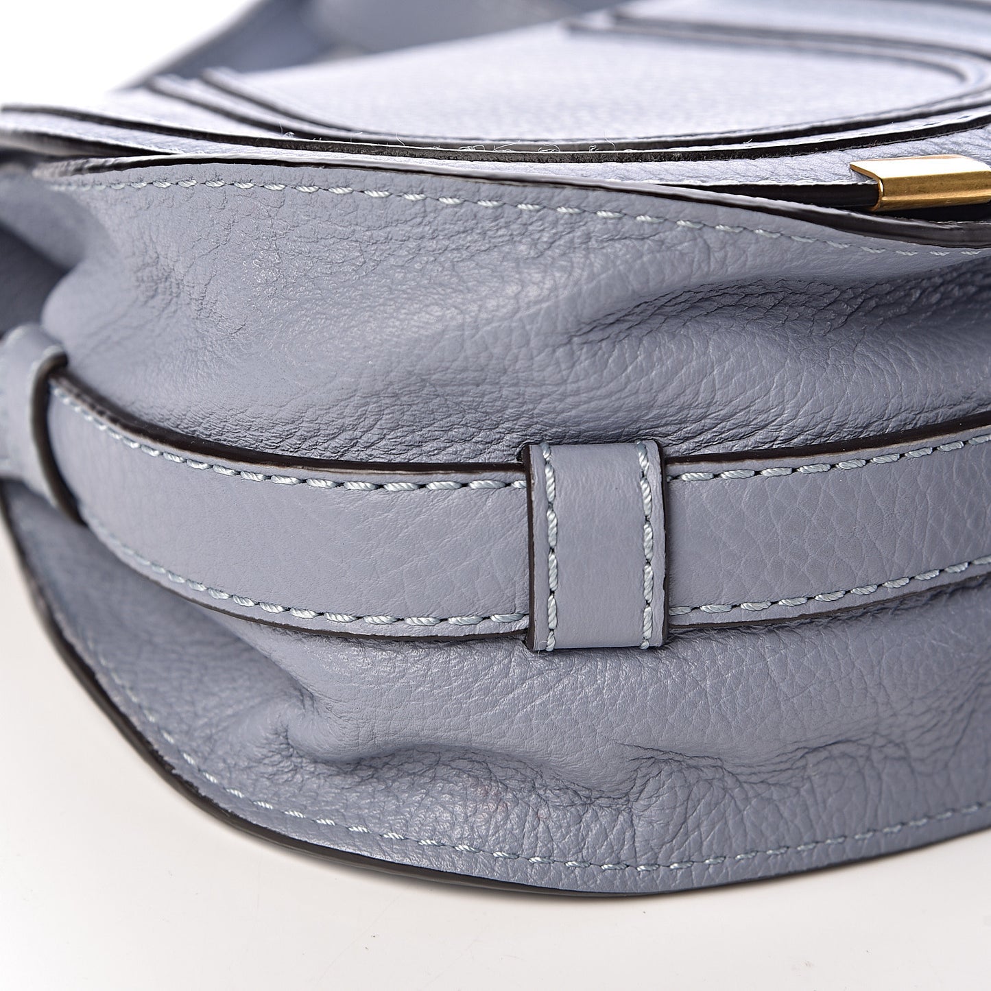 Calfskin Mini Marcie Round Crossbody Bag Washed Blue