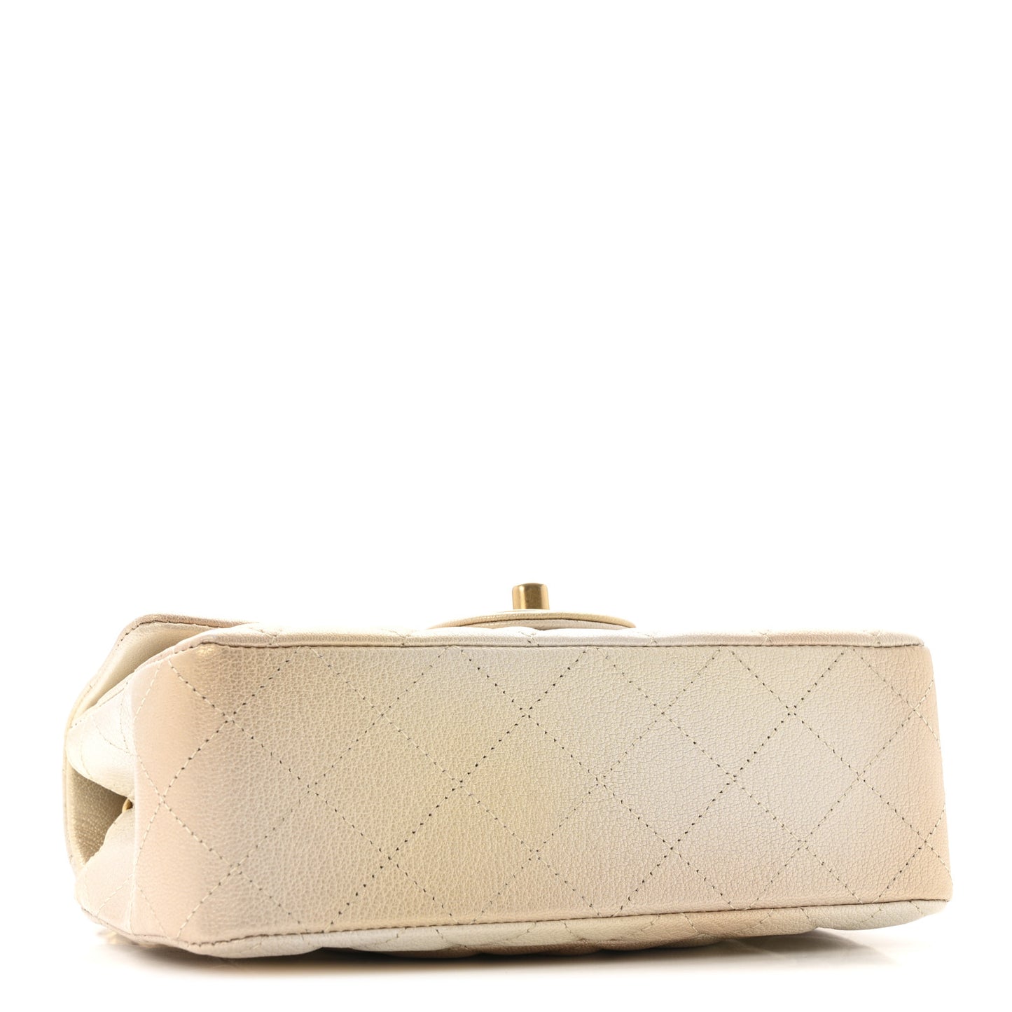 Metallic Goatskin Quilted Mini Rectangular Flap Gold