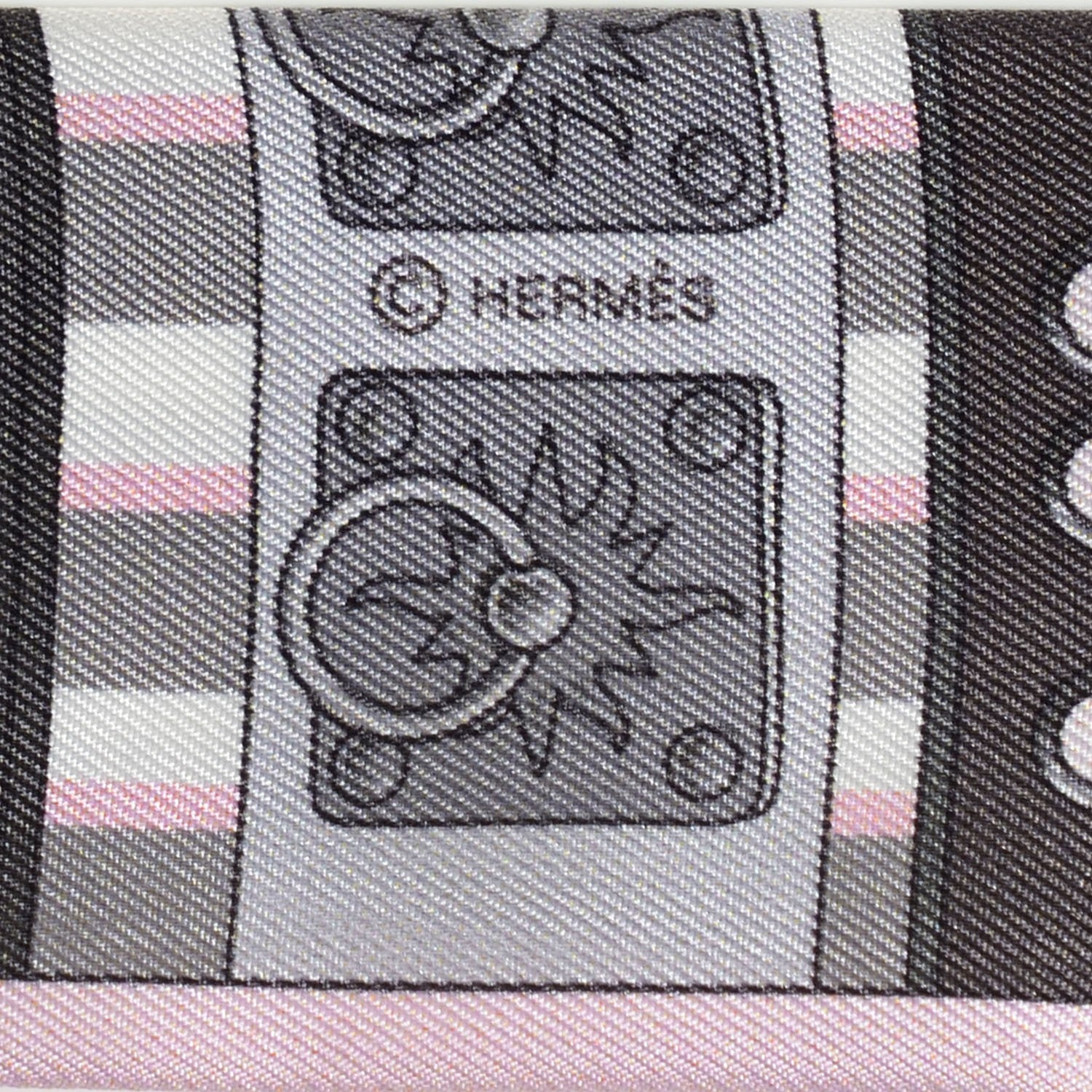 Hermes Silk Colliers de Chiens Twilly Rose Pale Gris Beige 5 of 6