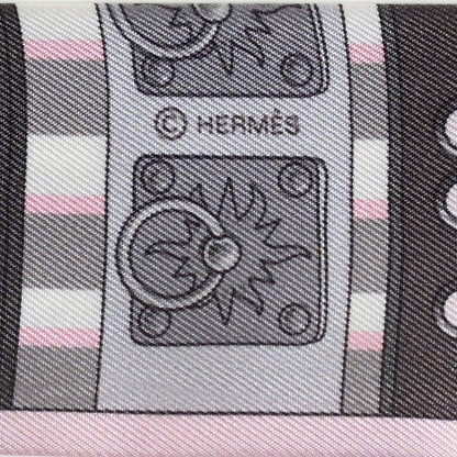 Hermes Silk Colliers de Chiens Twilly Rose Pale Gris Beige 5 of 6