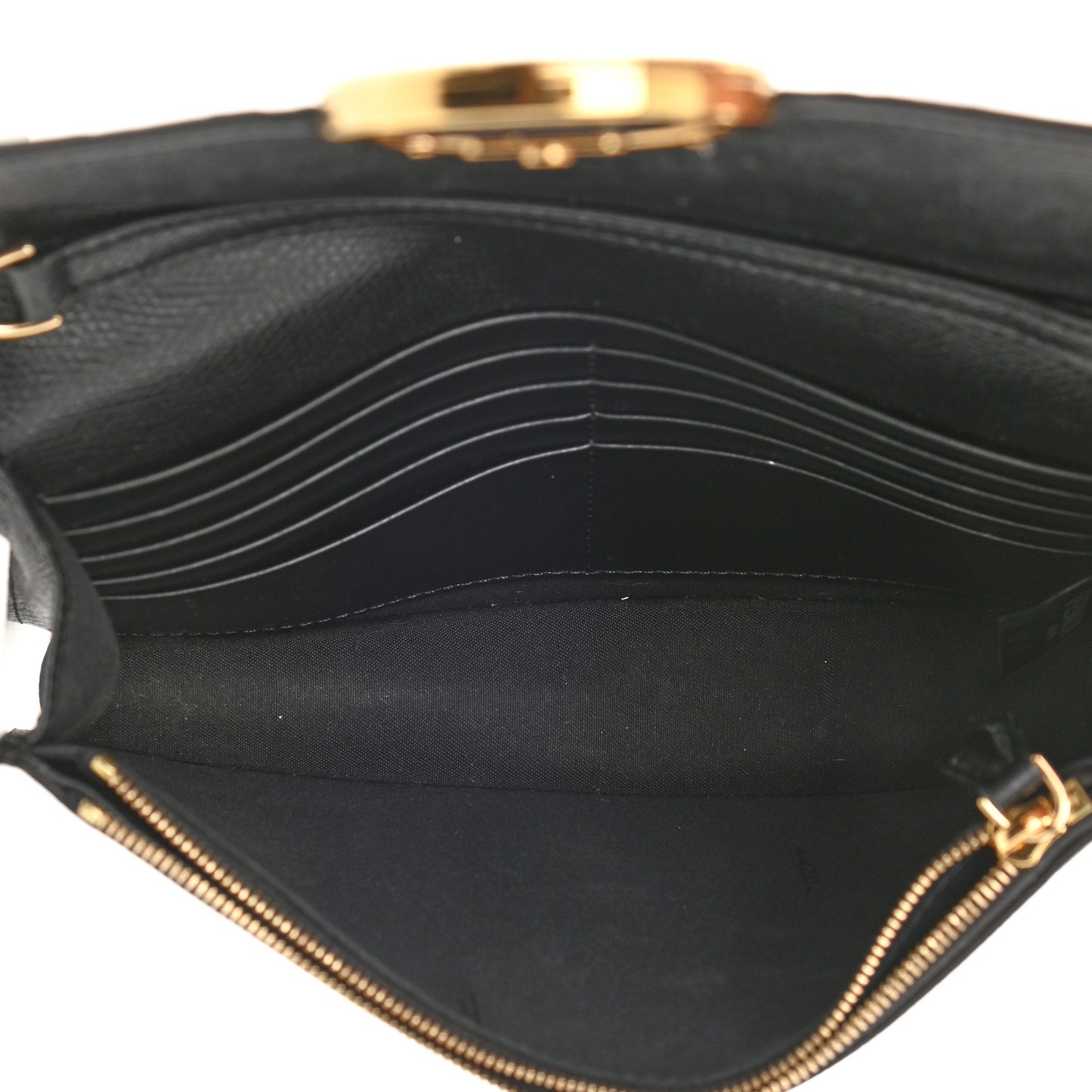 Vitello Cruise F is Fendi Bi-Color FF 1974 Embossed Medium Envelope Wallet On Chain Black Maya
