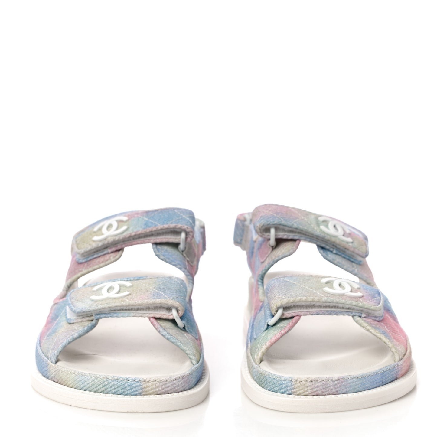 Printed Fabric Quilted Dad Sandals 39 Green Pink Blue