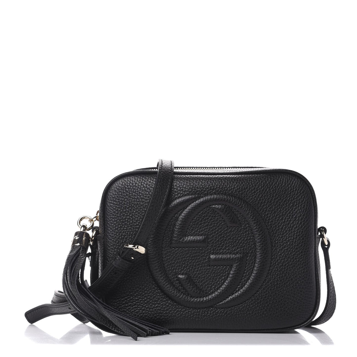 Pebbled Calfskin Small Soho Disco Bag Black