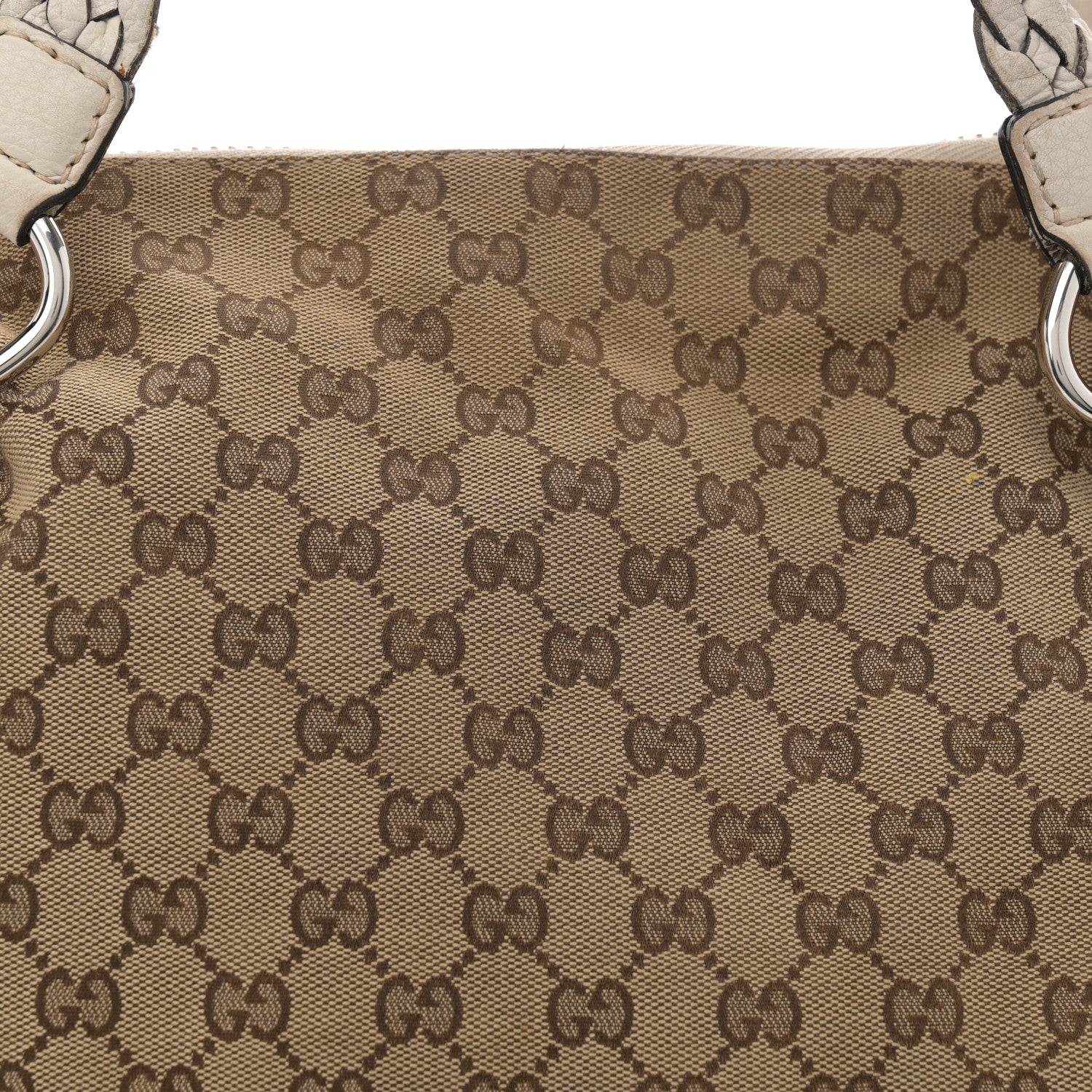 Gucci Monogram Bamboo Bar Tassel Shoulder Bag White 8 of 16