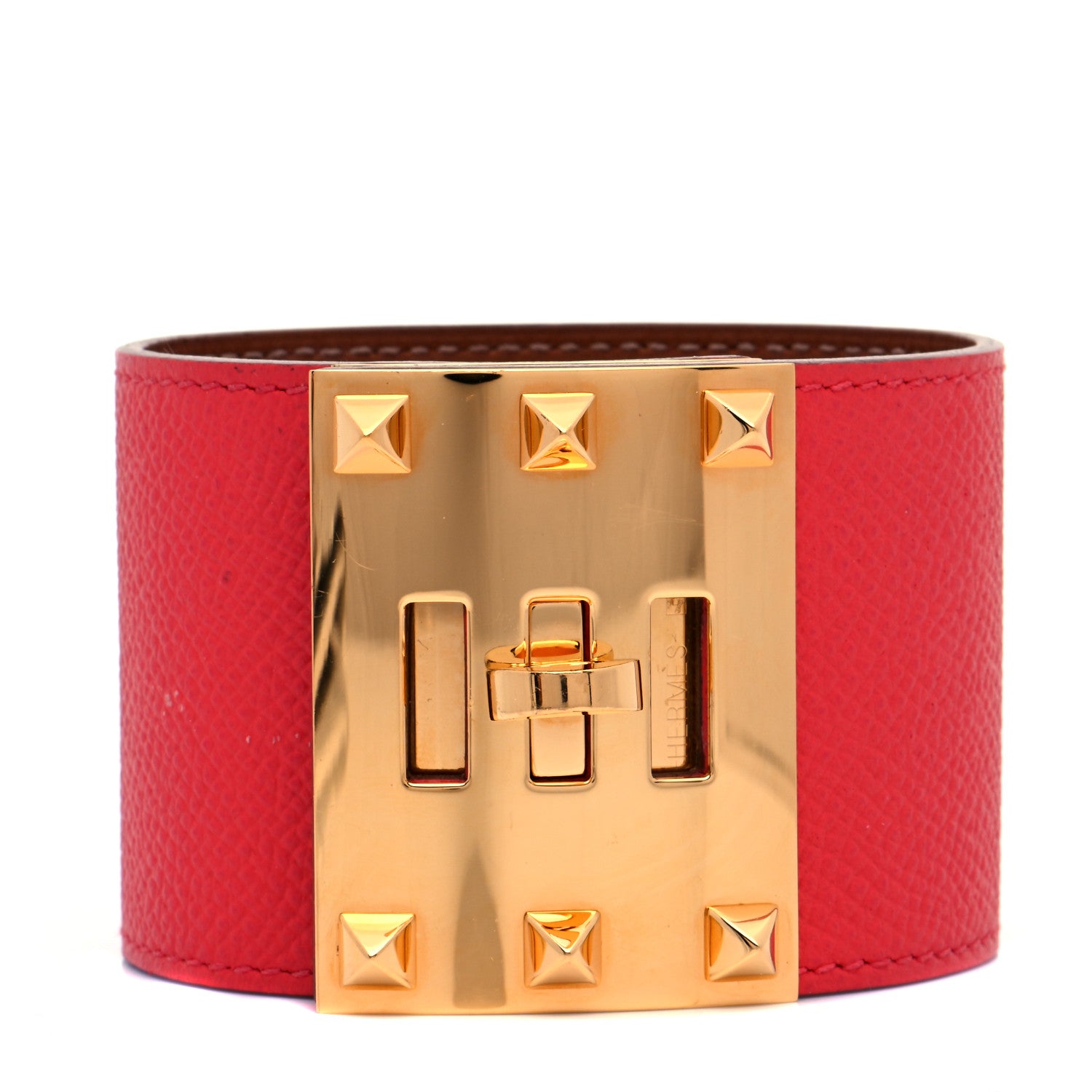 Hermes Epsom Kelly Dog Extreme Bracelet L Rouge Casaque 1 of 6