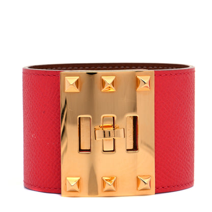 Hermes Epsom Kelly Dog Extreme Bracelet L Rouge Casaque 1 of 6