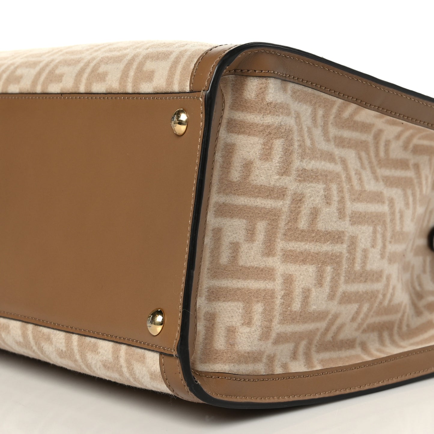 Wool Vitello King Seta FF 1974 Medium Peekaboo X-Tote Beige Cammello Sand