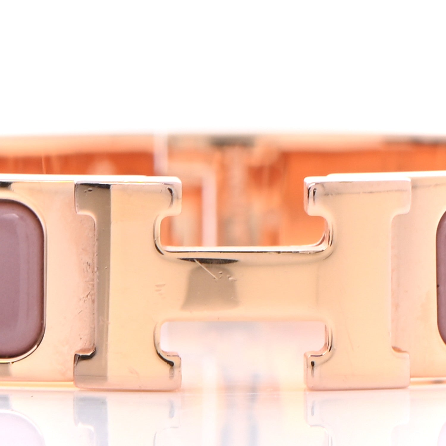 Hermes Enamel Narrow Clic Clac H Bracelet PM Bois De Rose 4 of 5