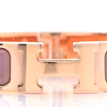 Hermes Enamel Narrow Clic Clac H Bracelet PM Bois De Rose 4 of 5