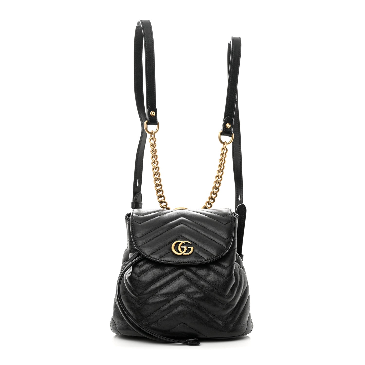 Gucci Calfskin Matelasse GG Marmont Flap Backpack Black 1 of 11
