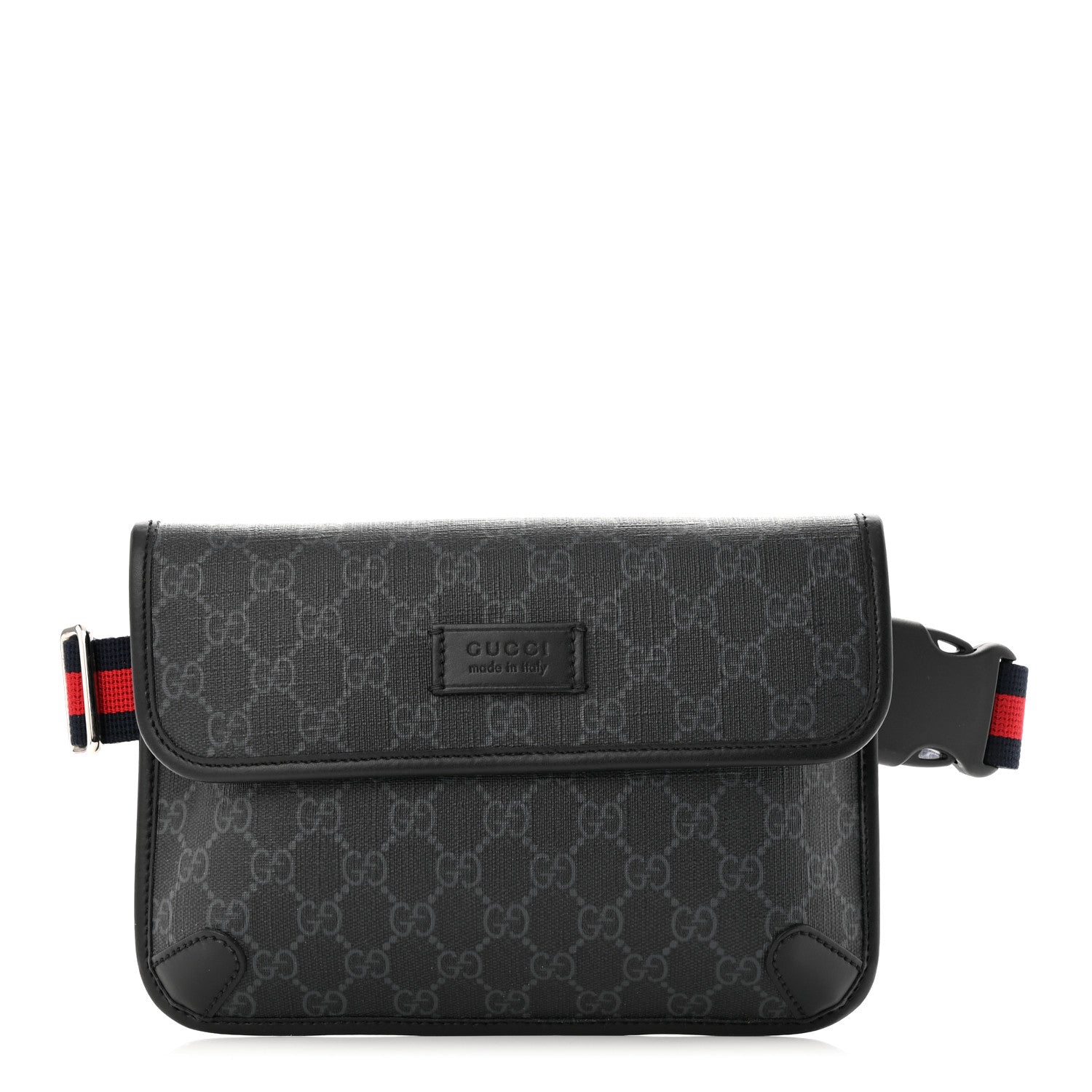 Gucci GG Supreme Monogram Web Slim Belt Bag Black Grey 1 of 10