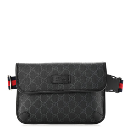 Gucci GG Supreme Monogram Web Slim Belt Bag Black Grey 1 of 10