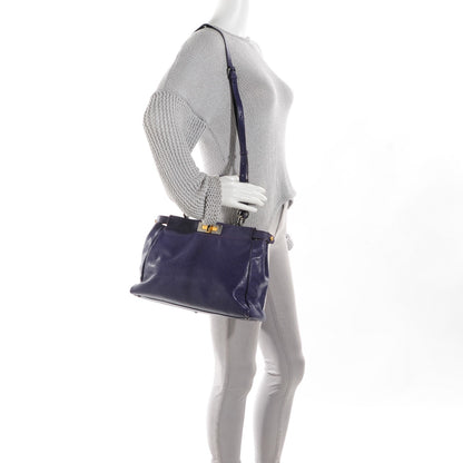 Fendi Goatskin Python Medium Peekaboo Iconic Satchel Violet 3 of 10