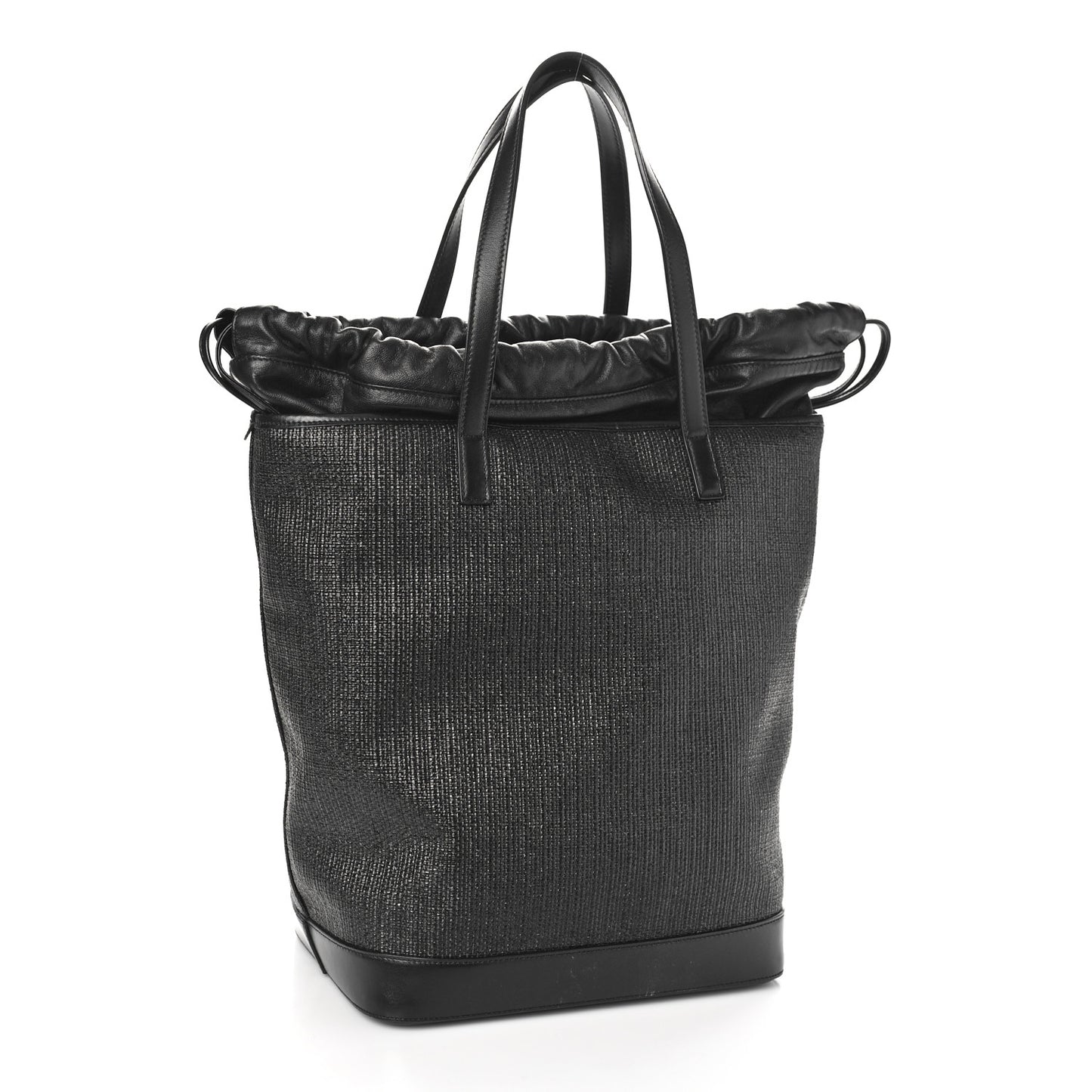 Linen Canvas Teddy Shopping Bag Black