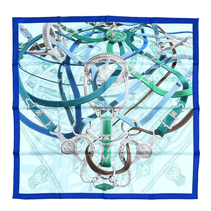 Hermes Silk Cavalcadour Scarf 90 Marine Ciel Vert 1 of 4