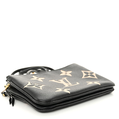 Louis Vuitton Empreinte Monogram Giant Double Zip Pochette Black Cream 4 of 12