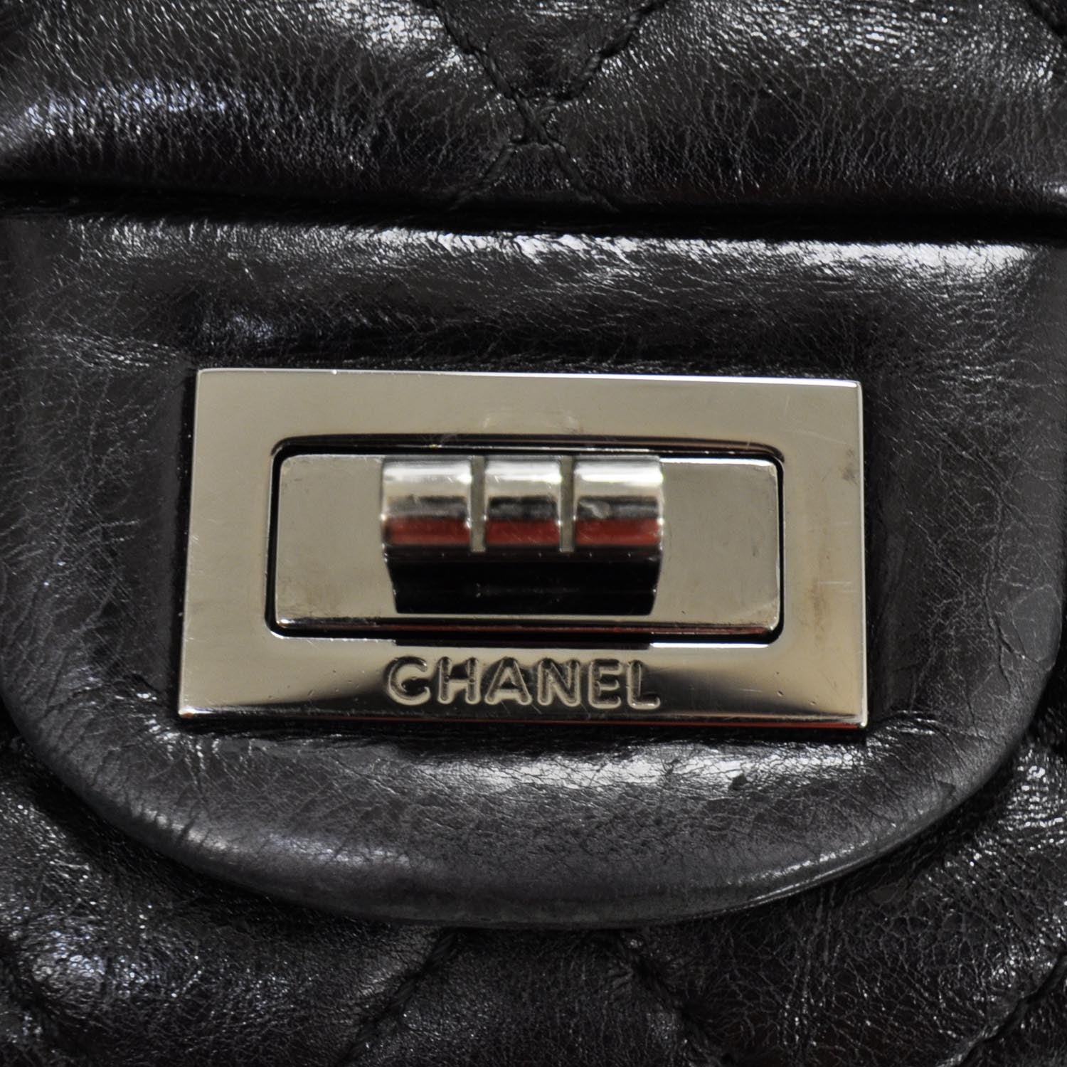 Chanel Leather Quilted XL Accordion Reissue Flap Metallic Black 12 of 12