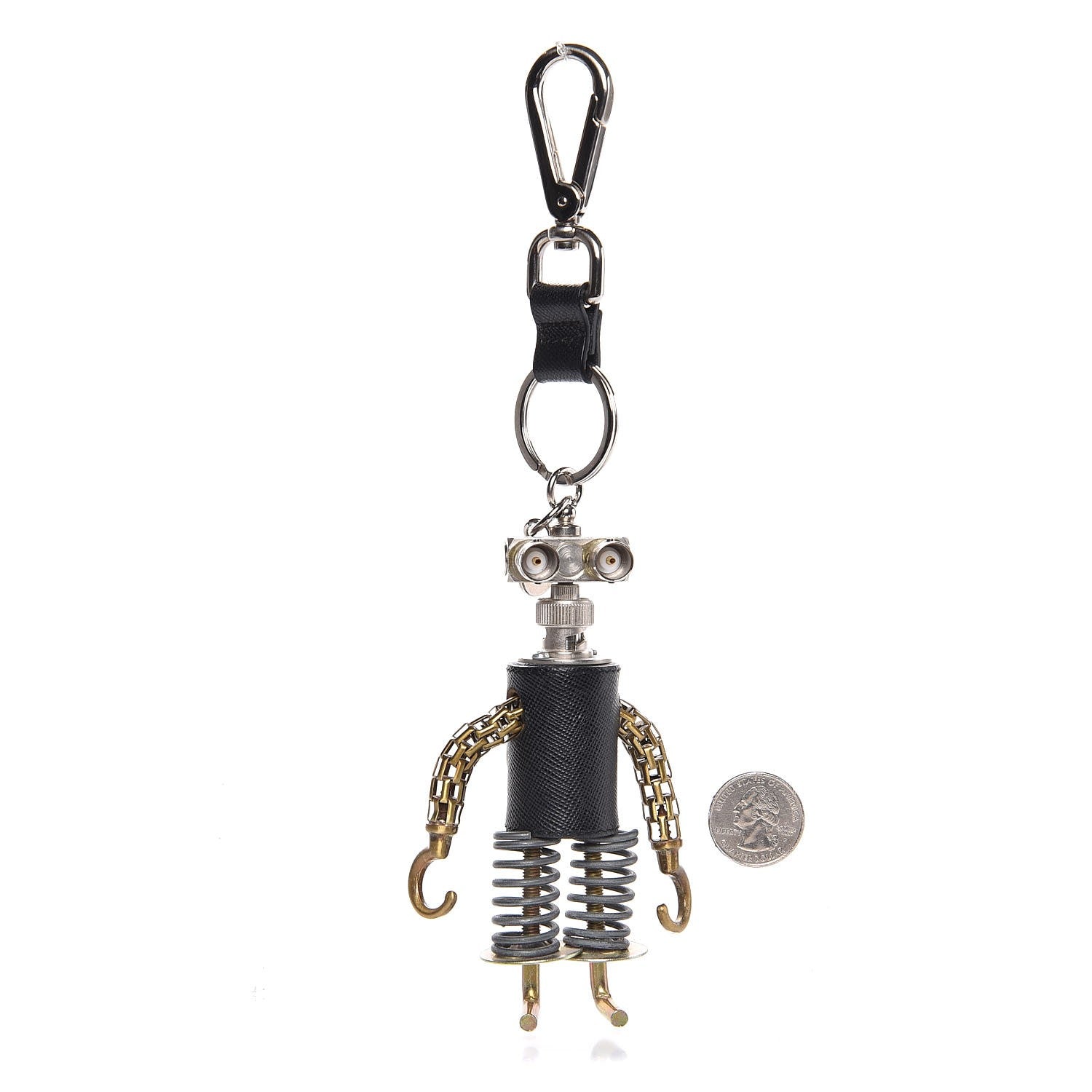 Prada Saffiano Robot Edward Hook Trick Keychain Black 2 of 6