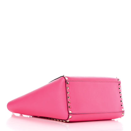 Valentino Garavani Vitello Rockstud Double Handle Tote Fuxia Fluo 5 of 10