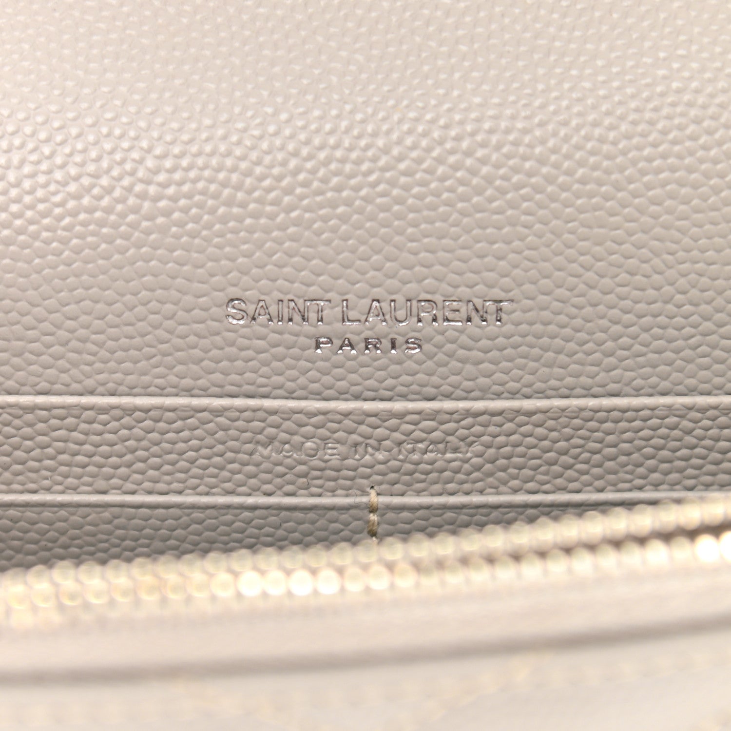 Saint Laurent Grain De Poudre Matelasse Chevron Monogram Envelope Chain Wallet Granite 5 of 12