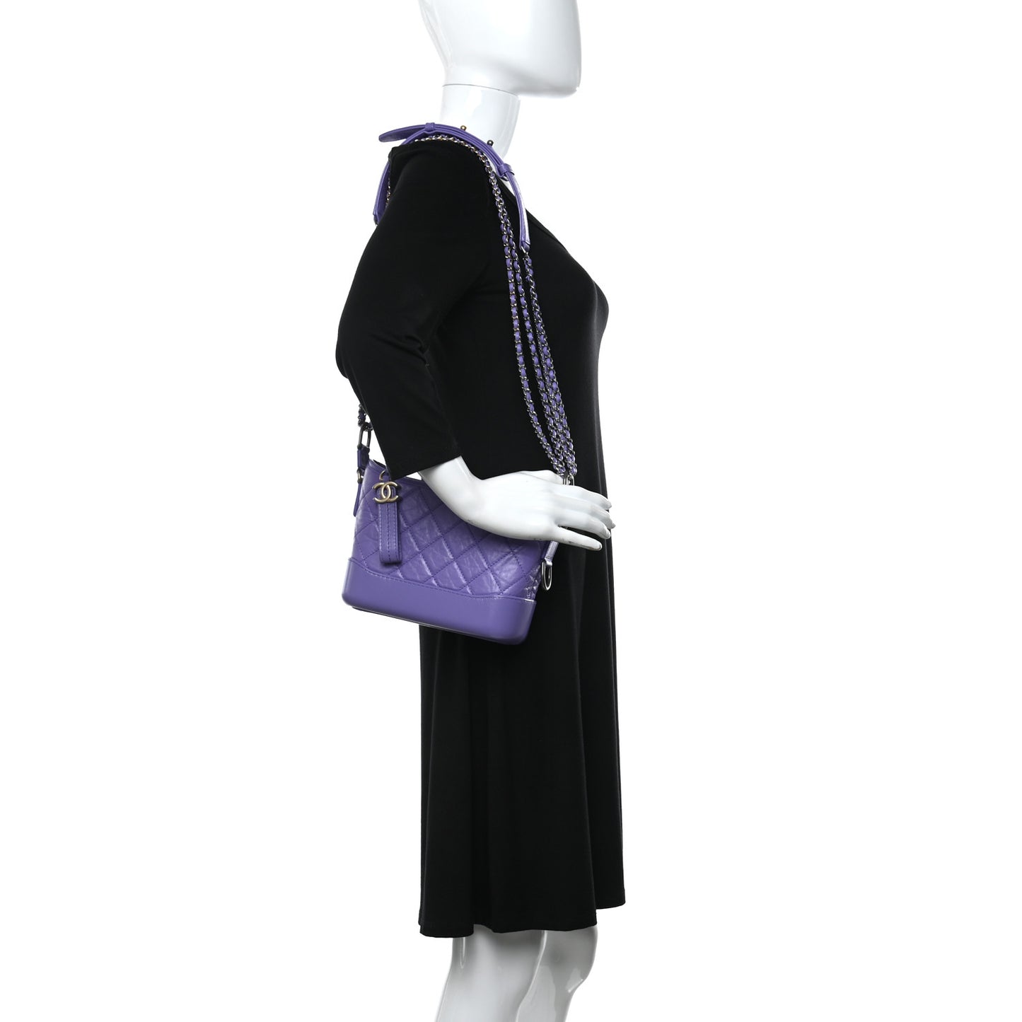 Aged Calfskin Quilted Small Gabrielle Hobo Purple