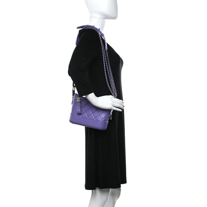 Chanel Aged Calfskin Quilted Small Gabrielle Hobo Purple 2 of 11