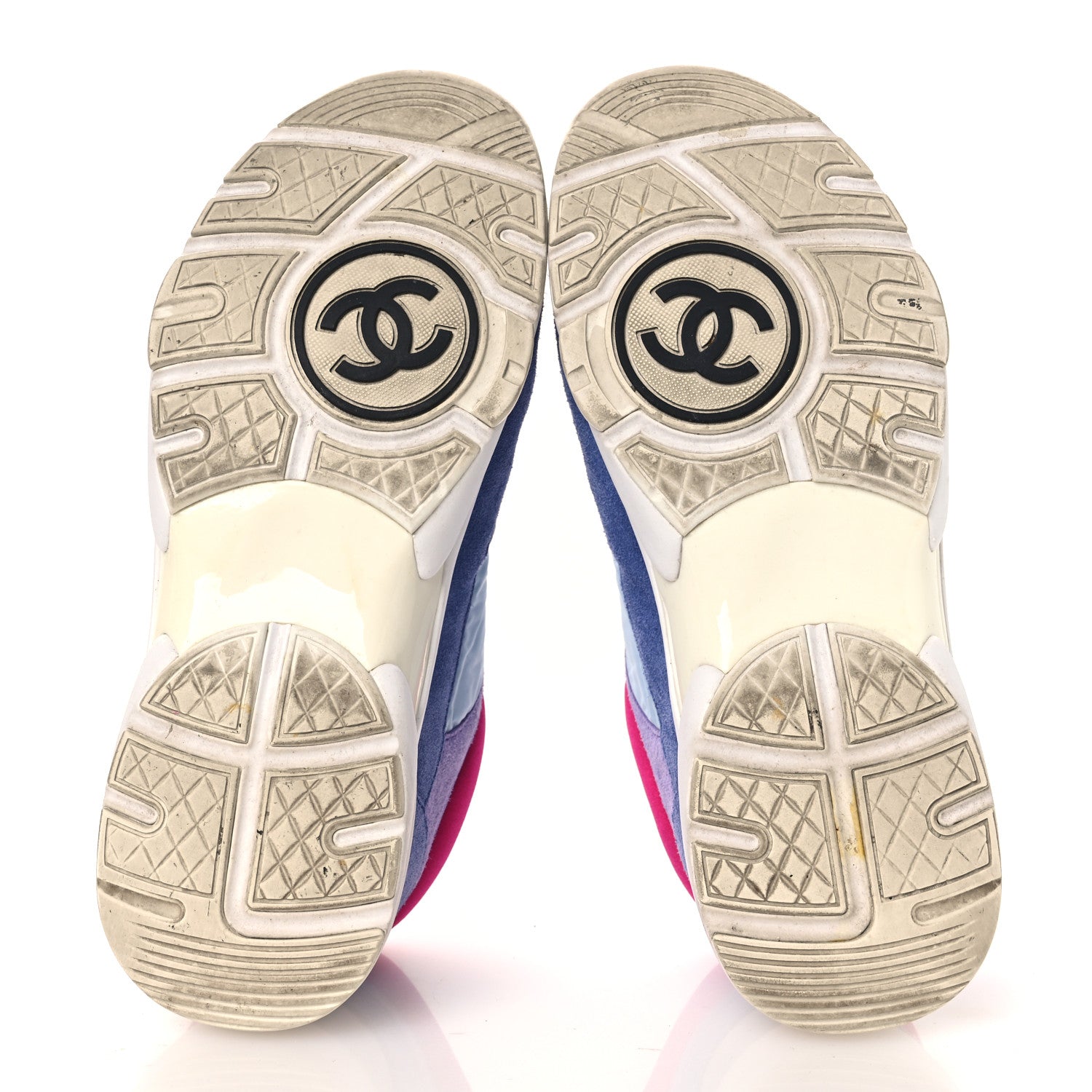 Chanel Nylon Calfskin Suede CC Womens Sneakers 40 Light Blue 7 of 13