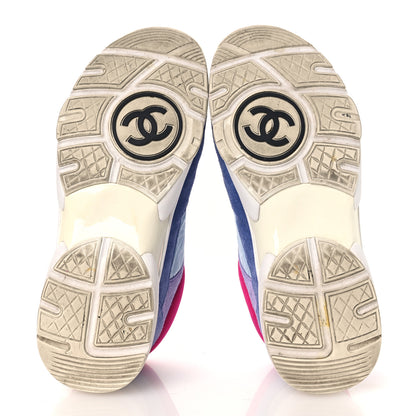 Chanel Nylon Calfskin Suede CC Womens Sneakers 40 Light Blue 7 of 13
