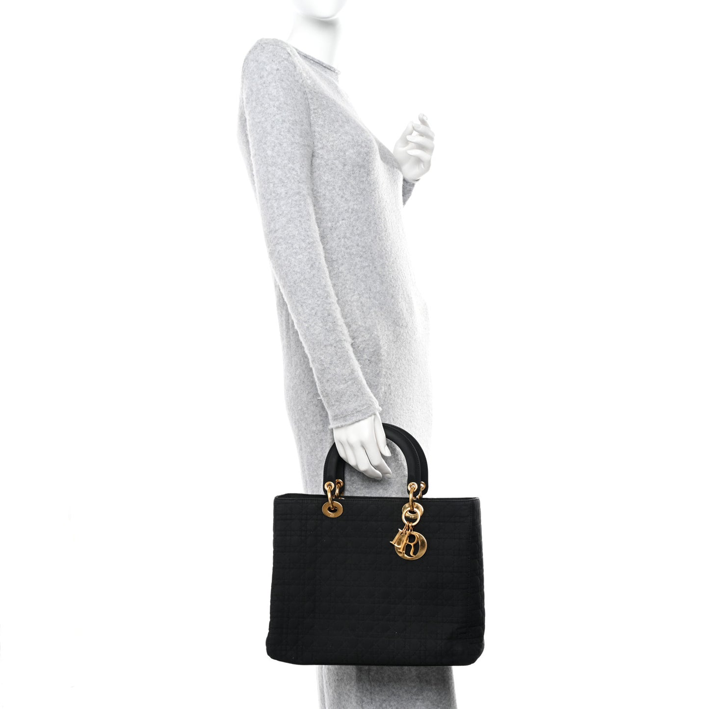 Nylon Cannage Medium Lady Dior Black