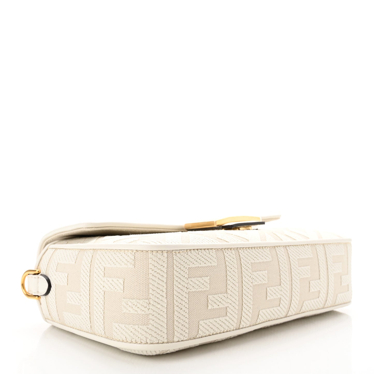 Canvas Vitello King Extra Strap FF Embroidered Baguette White Ice