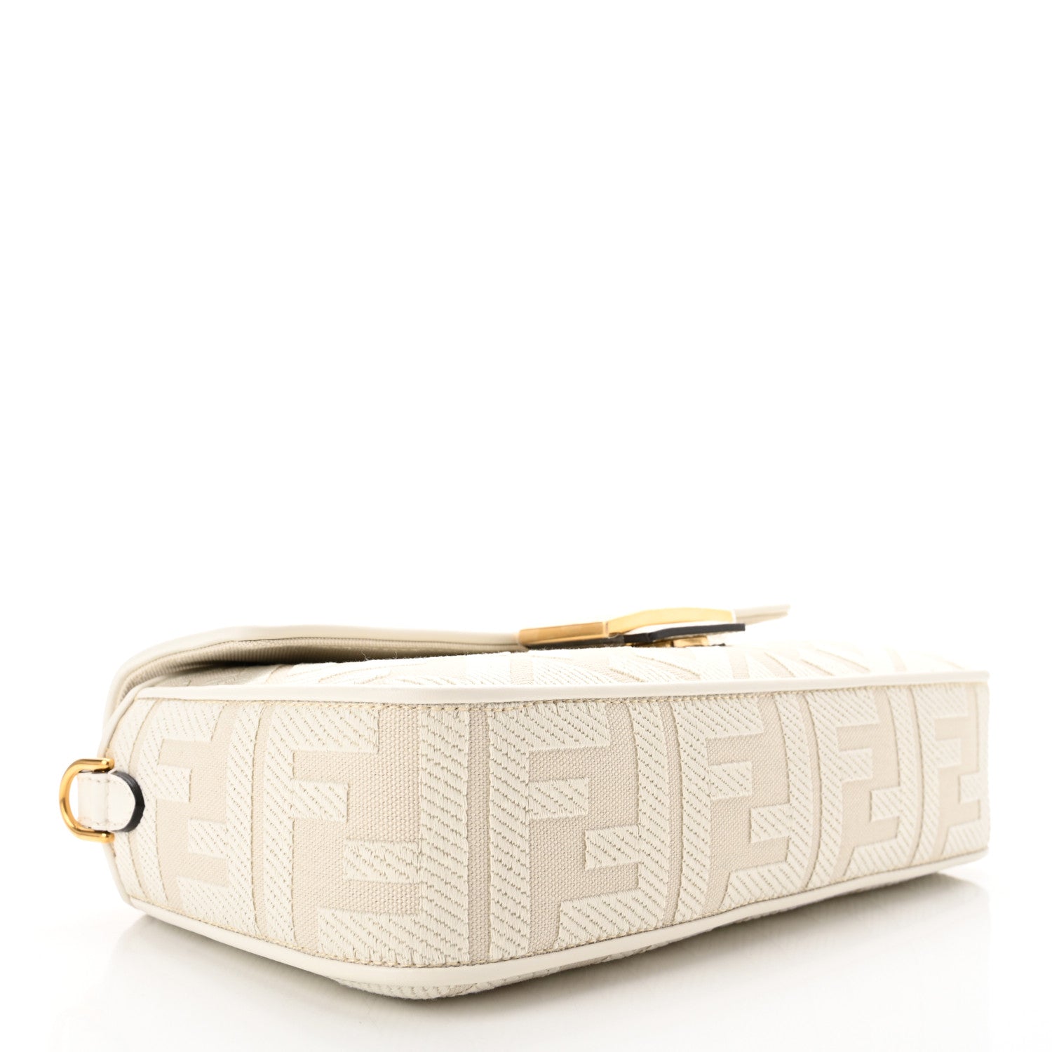 Fendi Canvas Vitello King Extra Strap FF Embroidered Baguette White Ice 4 of 11