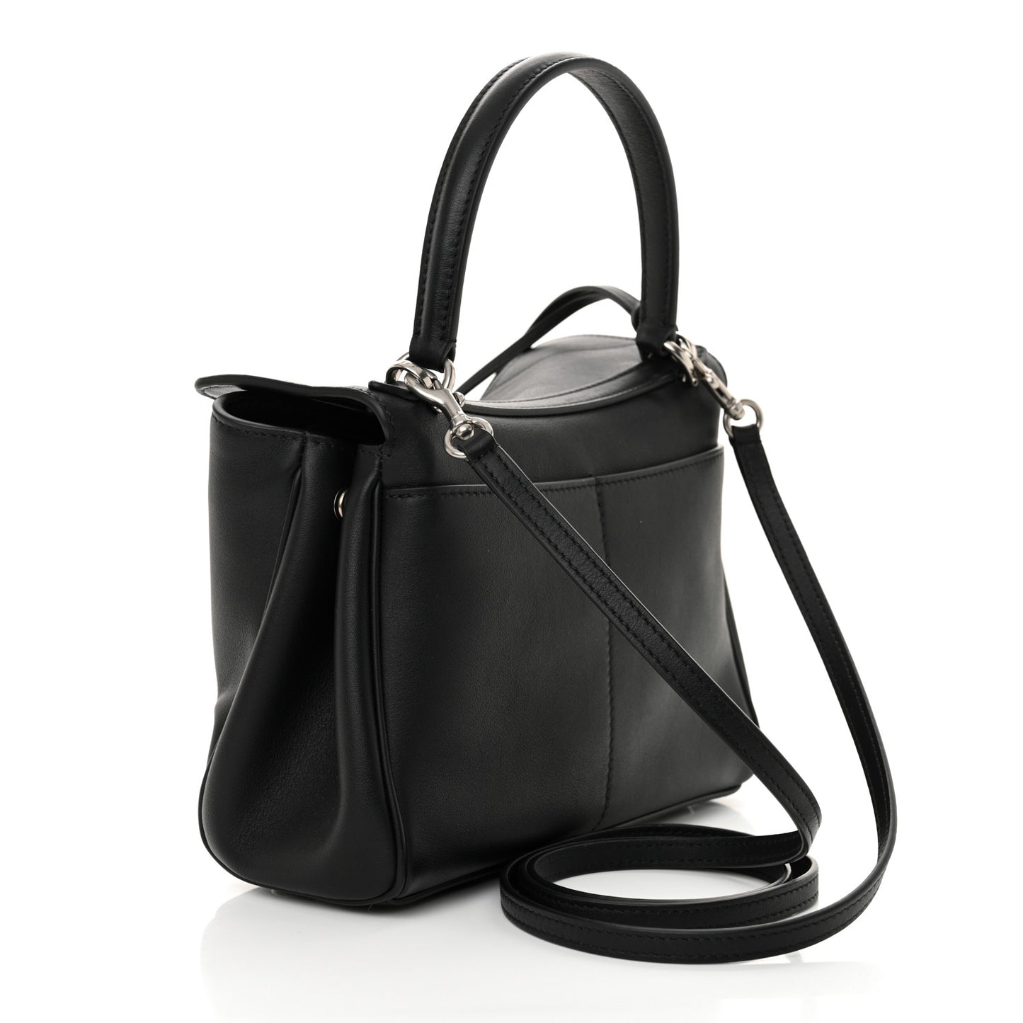 Natural Smooth Calfskin Mini Rodeo Top Handle Handbag Black