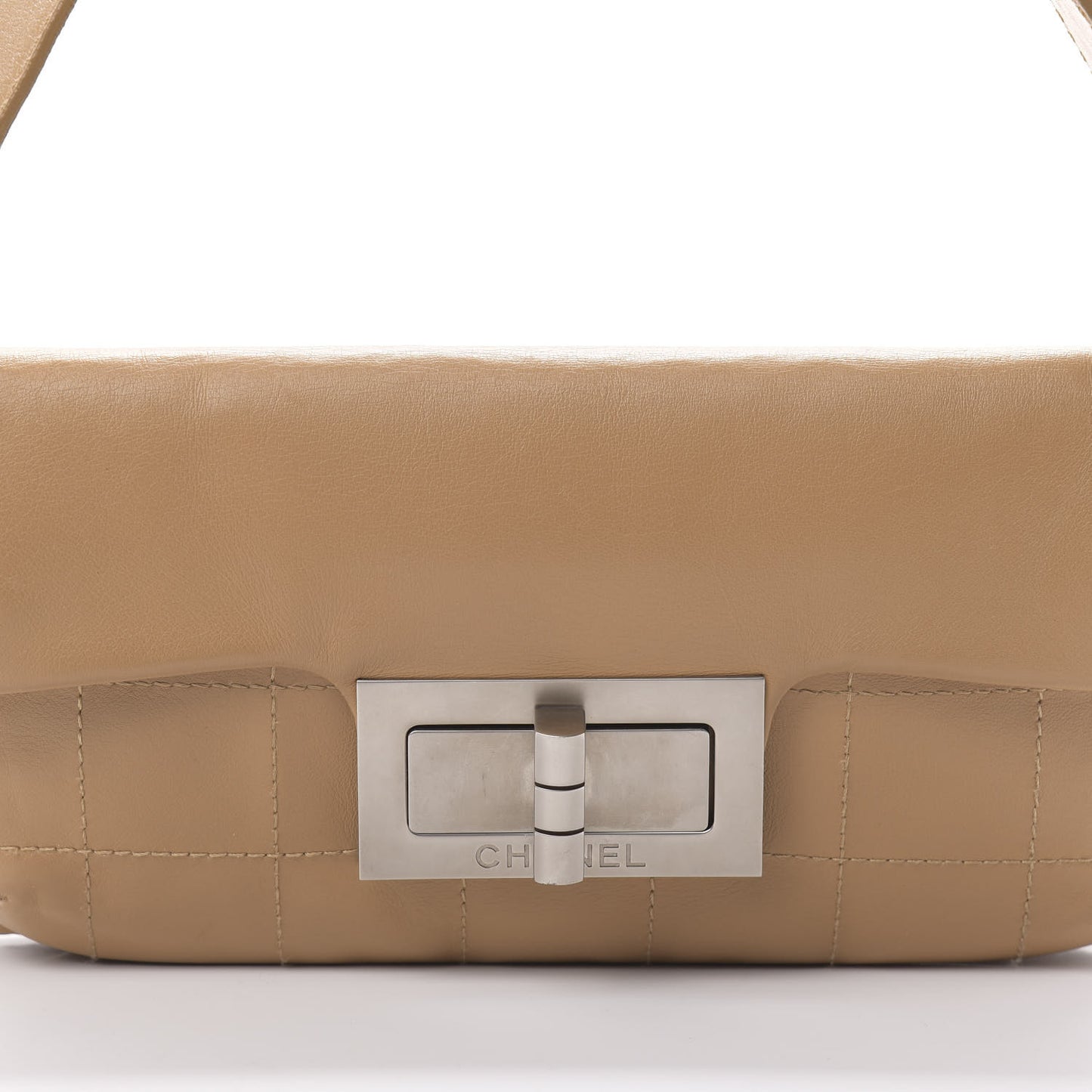 Calfskin Square Stitched Mademoiselle Shoulder Bag Tan