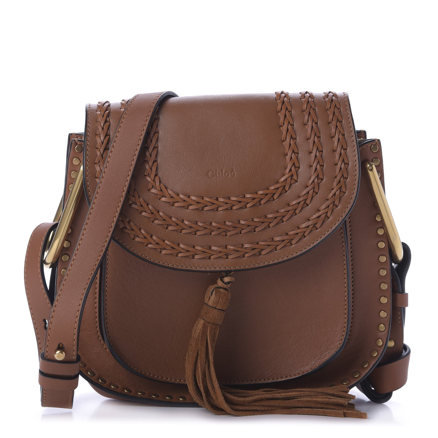 Chloe Calfskin Braided Small Hudson Shoulder Bag Caramel 1 of 8