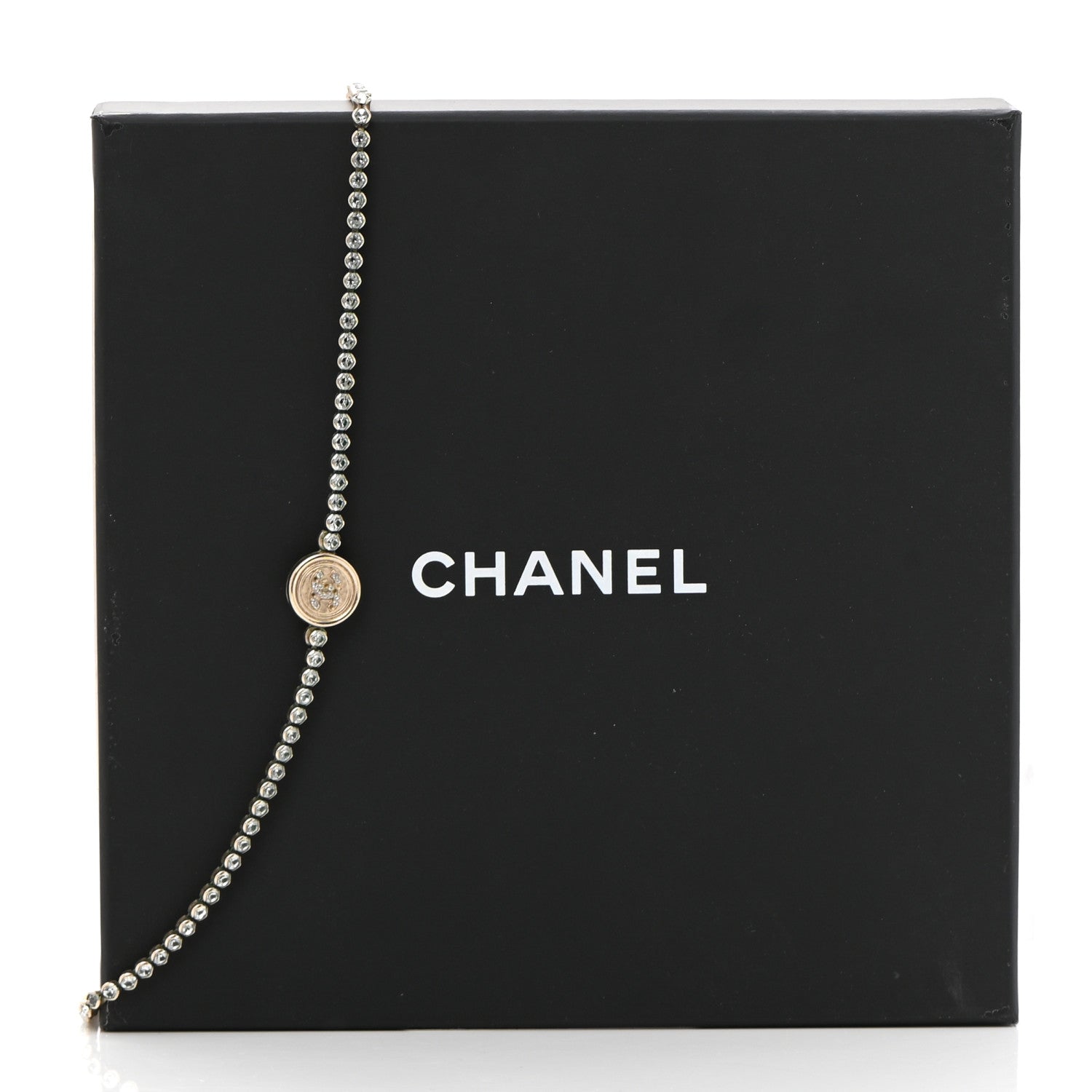 Chanel Crystal CC Chain Short Necklace Gold 8 of 8