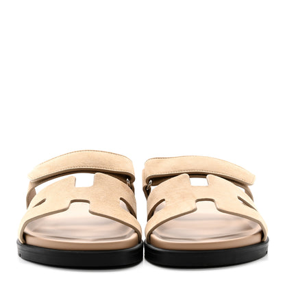 Hermes Suede Goatskin Womens Chypre Sandals 39 Beige Argile 2 of 16