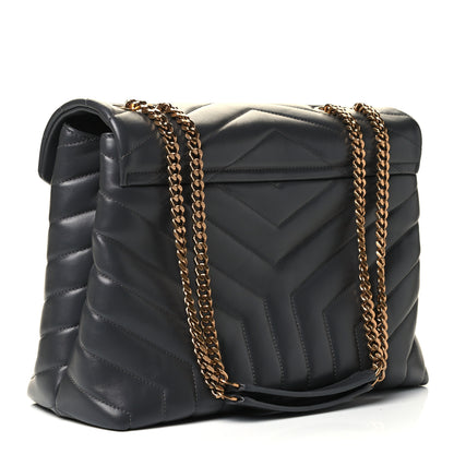 Saint Laurent Calfskin Y Quilted Monogram Medium Loulou Chain Satchel Storm 2 of 4