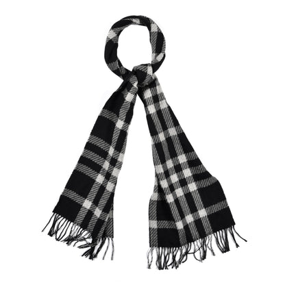 Burberry Cashmere Classic Check Fringe Scarf Black 1 of 5