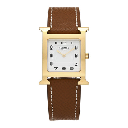 Hermes Stainless Steel Epsom 26mm Heure H Hour Quartz Watch Gold 1 of 4