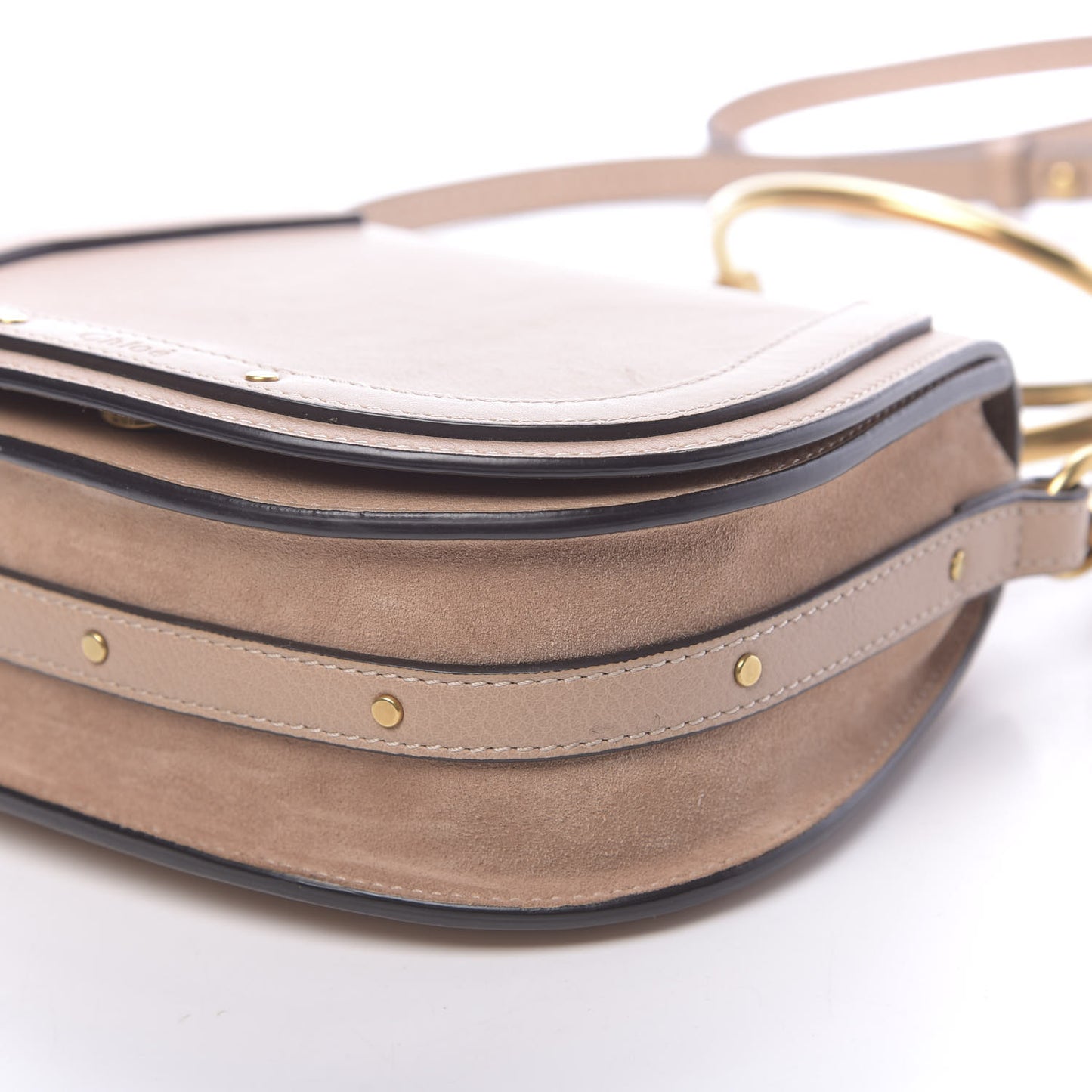 Calfskin Suede Small Nile Bracelet Bag Biscotti Beige