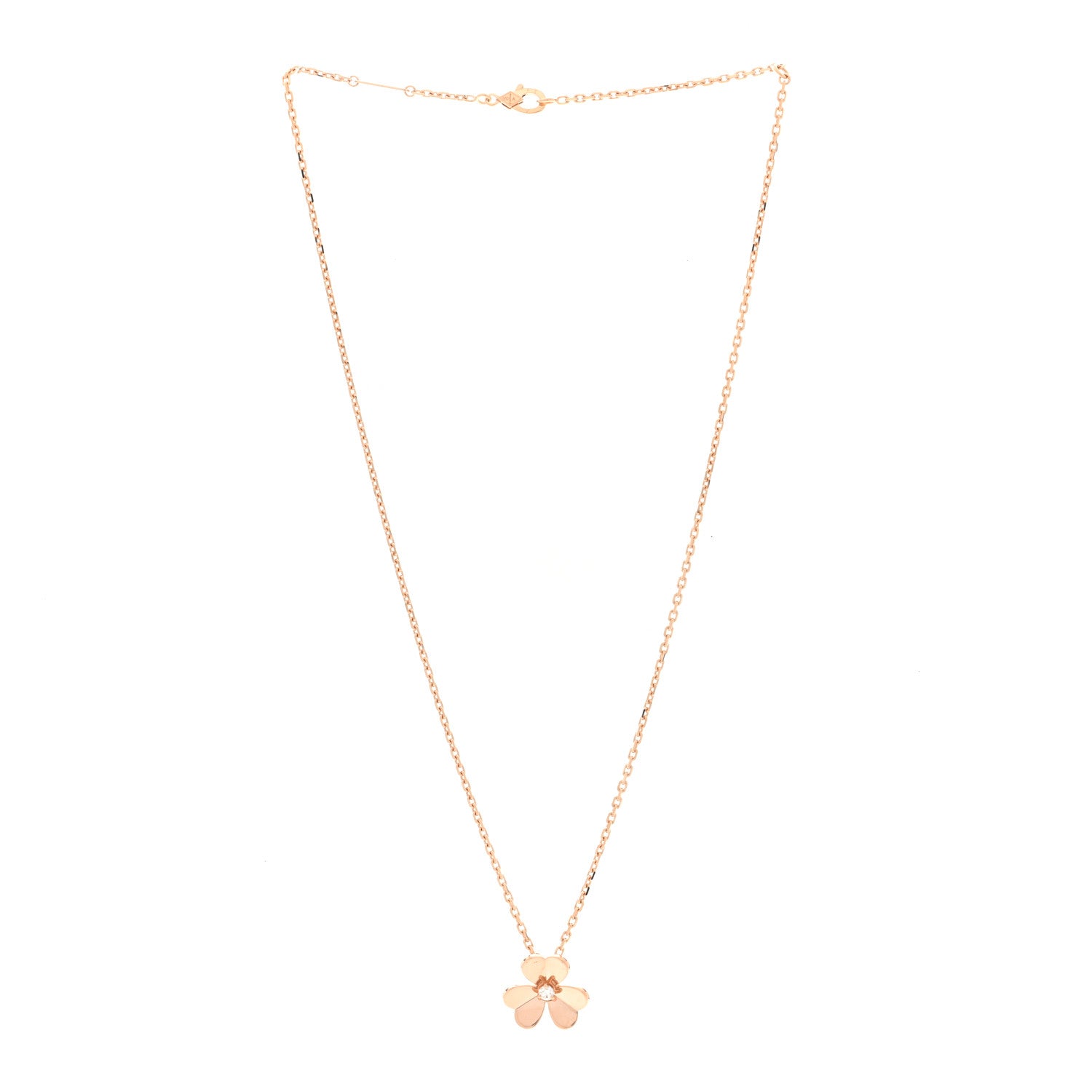 Van Cleef & Arpels 18K Rose Gold Diamond Small Frivole Pendant Necklace 3 of 5