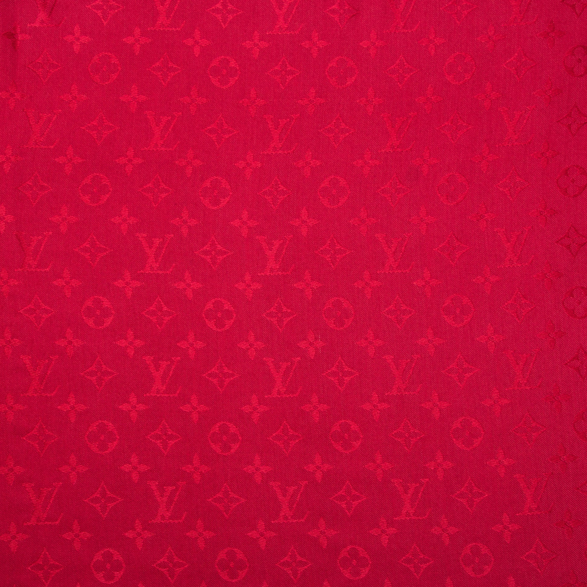 Louis Vuitton Silk Wool Monogram Shawl Pomme D'Amour 1 of 5