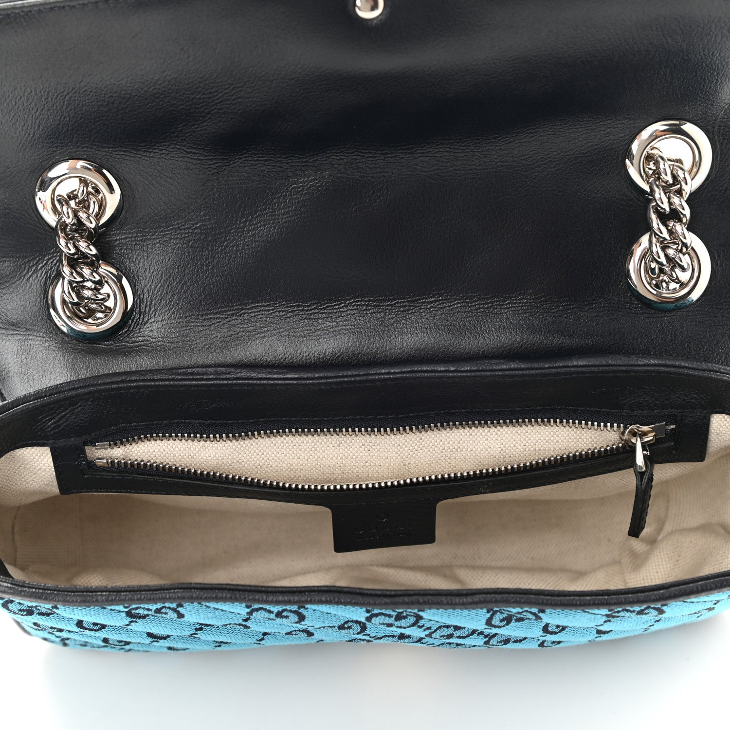 Gucci Monogram Multicolor Matelasse Diagonal Small GG Marmont Shoulder Bag Light Blue 5 of 9