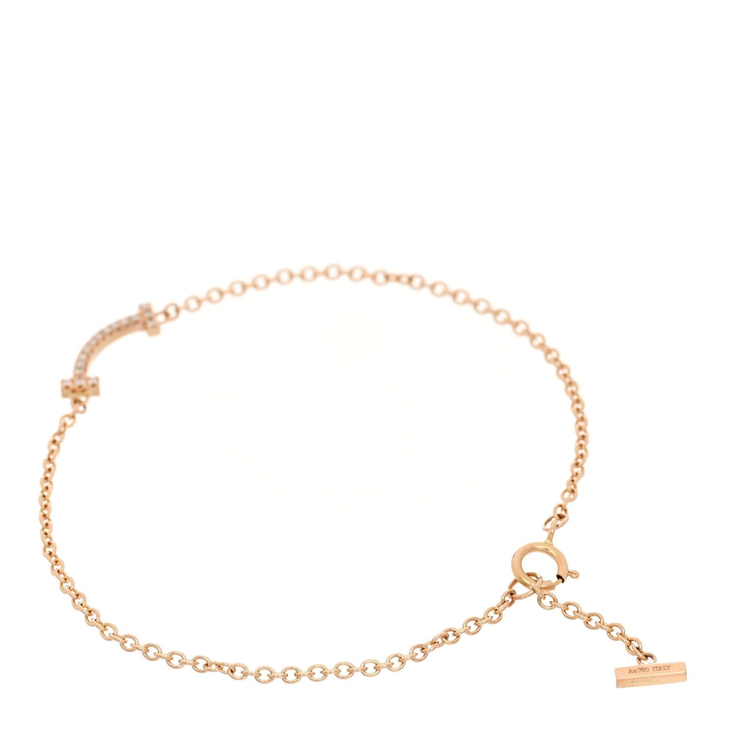 Tiffany 18K Rose Gold Diamond Mini T Smile Bracelet 2 of 5
