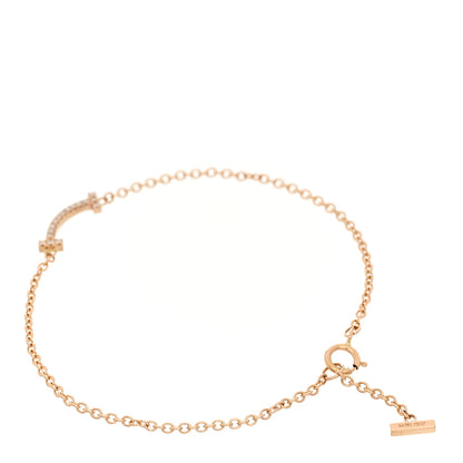 Tiffany 18K Rose Gold Diamond Mini T Smile Bracelet 2 of 5