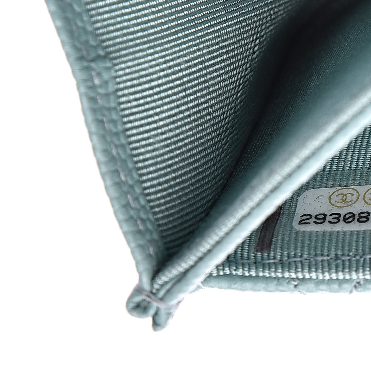 Caviar Quilted Flap Card Holder Wallet Light Blue