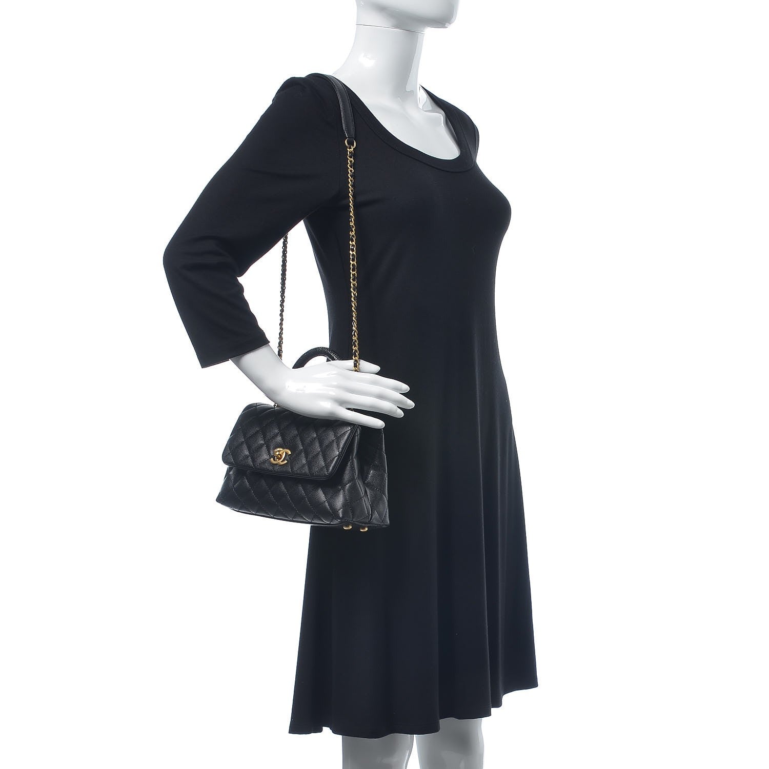Chanel Caviar Lizard Quilted Mini Coco Handle Flap Black 2 of 10