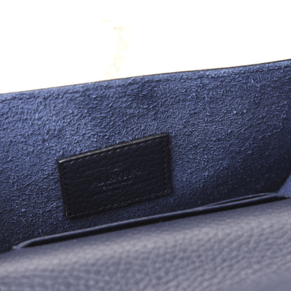 Valentino Garavani Pebbled Calfskin Rockstud Envelope Wallet on Chain Indigo 7 of 9