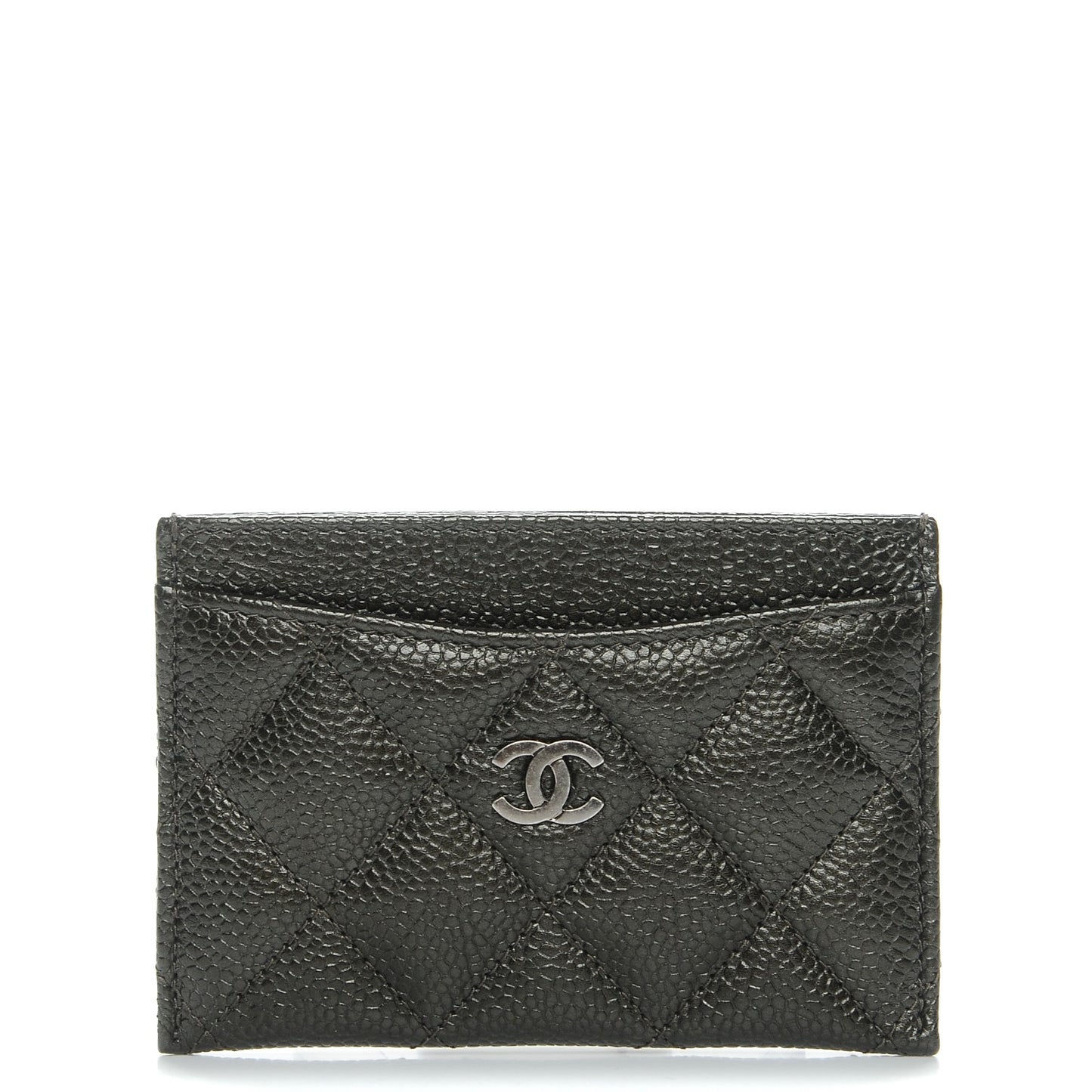 Caviar Quilted Card Holder Dark Charcoal