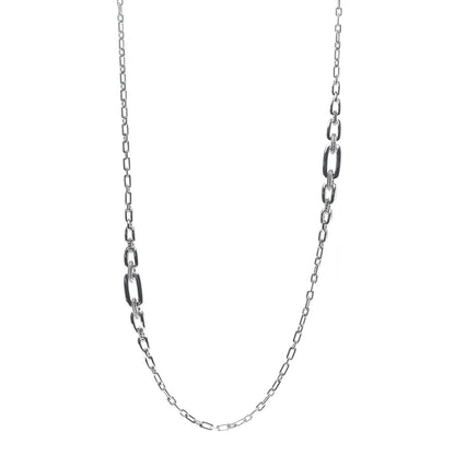 David Yurman Sterling Silver Diamond Wellesley Long Chain Link Necklace 1 of 4